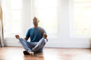 man practicing mindfulness therapy